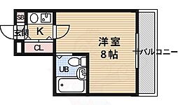ヴィラエトワール西院 1Kの間取図画像