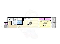 ベラジオ雅び北野白梅町 1LDKの間取図画像