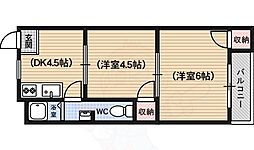 洛西マンション 2DKの間取図画像