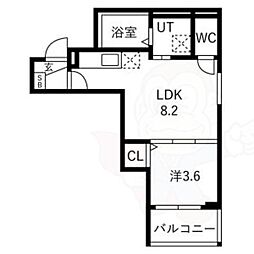 京都市右京区太秦安井辰巳町アパート 1LDKの間取図画像