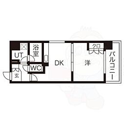 プラネシア星の子四条西洞院 1DKの間取図画像