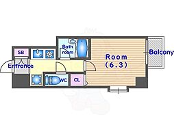 ベラジオ四条堀川 1Kの間取図画像