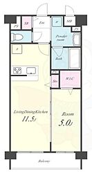 ラ・ルーチェ北大路 1LDKの間取図画像