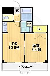 エスポワール峯 1LDKの間取図画像