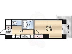 UnCastello西院 1Kの間取図画像