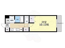 ペルージュ・油小路 1Kの間取図画像