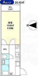La Fite GOSHOKITA 2 1Kの間取図画像