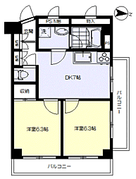 マンションプレステージ 2DKの間取図画像