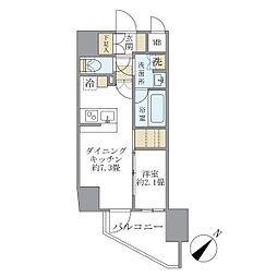 アジールコート町屋 6階1DKの間取り