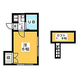 スターハイツ 1Kの間取図画像