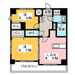グランパーク町屋 2DKの間取図画像