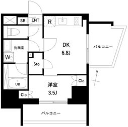 プレディアコート西日暮里 1DKの間取図画像