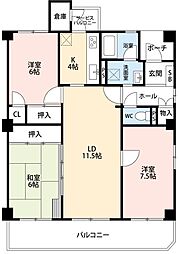 サンライズ弘明寺 3SLDKの間取図画像