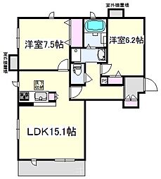 BELLE DEMEURE 千里 1階2LDKの間取り