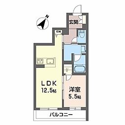 阪急京都本線 正雀駅 徒歩3分の賃貸マンション 2階1LDKの間取り