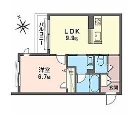 シャーメゾンプリメーラ 1LDKの間取図画像