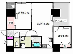 ノルデンハイム江坂アドバンス 2LDKの間取図画像
