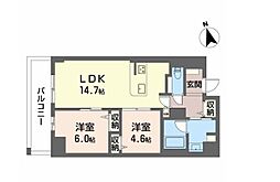 サンエール南堀江 2LDKの間取図画像