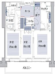 グラングリーン大阪 THE NORTH RESIDENCE 2LDKの間取図画像
