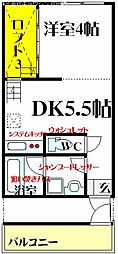 ウッディ穂波 1階1DKの間取り