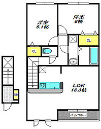 ロッヂえざかA 2階/-