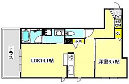 テラスクラーヴス 1LDKの間取図画像