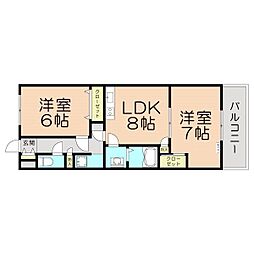 静マンション南高浜 2LDKの間取図画像