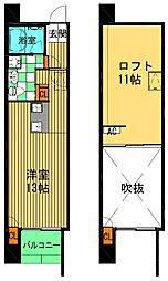 アジュール新大阪 1LDKの間取図画像