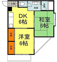 パークサイド板谷 2DKの間取図画像