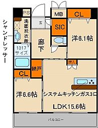 サニーサイド240 2LDKの間取図画像