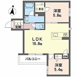 シャーメゾン バードヒルズ 2LDKの間取図画像
