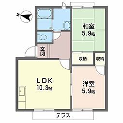 フォレストヒル 2LDKの間取図画像