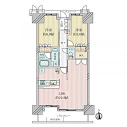 ザ・ヴァンデュールシティ 2LDKの間取り