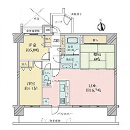 ヴェルビュ枚方公園菊ヶ丘 3LDKの間取図画像