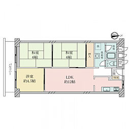 労住まきのハイツ1号棟 3LDKの間取図画像