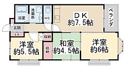 ボナール・中西 3DKの間取図画像