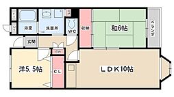 アウフヘーベン東宝塚 2LDKの間取図画像