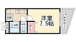 コスモタワー 1Kの間取図画像
