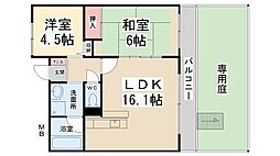 グランツ川西 2LDKの間取図画像