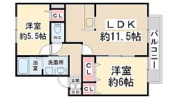 ソレイユ 2LDKの間取図画像