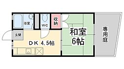 ハイツ北・2 1DKの間取図画像