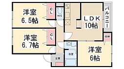 サニーハウス多田 3LDKの間取図画像