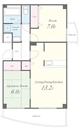 ベリオ豊島野 2LDKの間取図画像