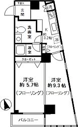 京王井の頭線 神泉駅 徒歩6分の賃貸マンション 4階2Kの間取り