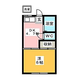 めじろハイツ 1DKの間取図画像