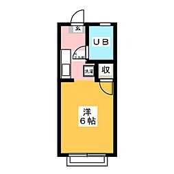 コツカハイツ 201 2階ワンルームの間取り
