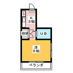 クレセントヒルズ ワンルームの間取図画像