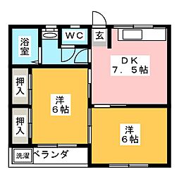 TI.ハイツ 2DKの間取図画像