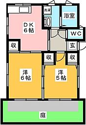 タウン泉Ｎ1 1階2DKの間取り