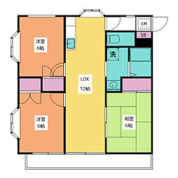 メゾンさつきの 2階3LDKの間取り